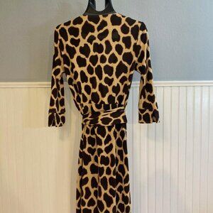 Diane von Furstenburg DVF Giraffe Print Silk Wrap Dress Size 2